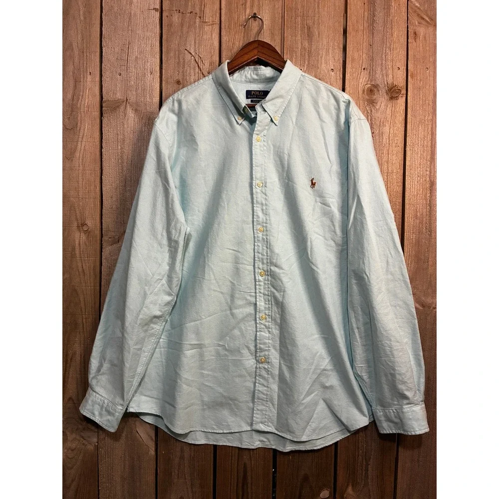 Polo Ralph Lauren Mens XXL Classic Fit Light Blue Oxford Button Down Shirt
